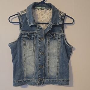 Maurices Demin Vest With Lace Back